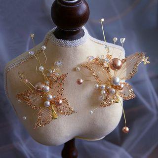 Wedding Faux Pearl Branches Hair Clip 1 Pair - Gold - One Size