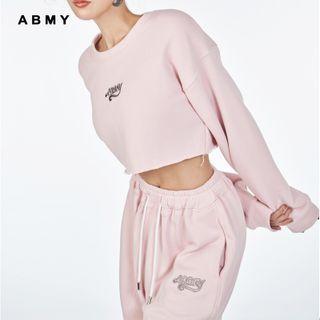 Round-neck Embroider Letter Oversize Cropped Sweatshirt