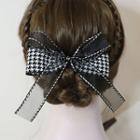 Houndstooth Mesh Bow Hair Clip Houndstooth - White & Black - One Size
