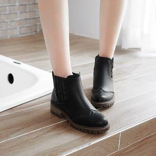 Faux-leather Wingtip Ankle Boots