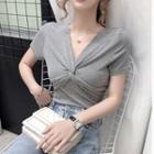Short-sleeve Twist V-neck T-shirt