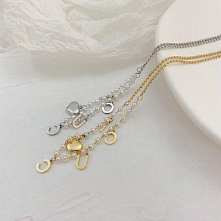 Heart Lettering Pendant Stainless Steel Necklace
