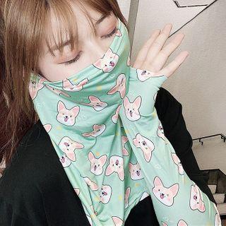 Cartoon Print Sun Protection Face Mask / Arm Sleeve / Set