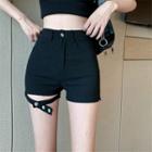 Stretched High-waist Shorts With Thigh-ring