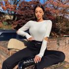 Cutout-sleeve Slim-fit Top