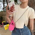 Short-sleeve Round-neck Double-breasted T-shirt Off-white - One Size