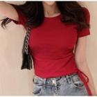 Short-sleeve Side Tie Cropped T-shirt