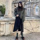Padded Zip Jacket / Asymmetrical A-line Midi Skirt
