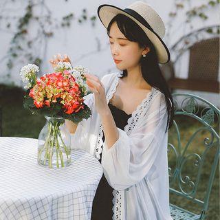 Puff-sleeve Lace Trim Light Jacket