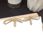 Asymmetric Cz Ribbon Stud Earring 1 Pair - Silver Pin - Gold - One Size