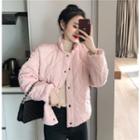 Long-sleeve Padded Cropped Button Jacket