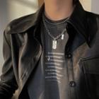 Tag Pendant Layered Choker Necklace Necklace - Silver - One Size