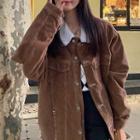 Button-up Corduroy Jacket Jacket - Brown - One Size