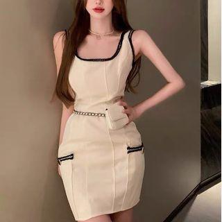 Contrast Trim Mini Sheath Tank Dress