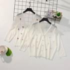 3/4-sleeve Embroidered Cardigan