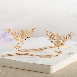 Retro Alloy Phoenix Hair Stick 1 Pair - Matching - Gold - One Size