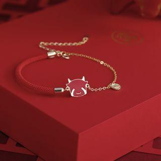 Cow Bracelet Brs267 - 925 Silver - Gold - One Size