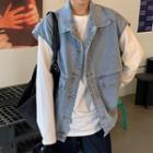 Denim Vest / Long-sleeve Plain T-shirt
