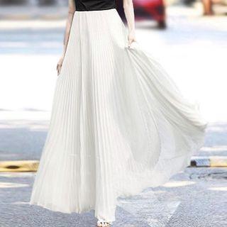 Inset Shorts Pleated Maxi Skirt