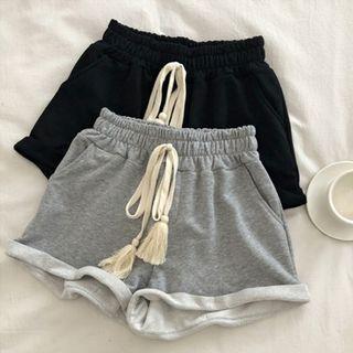 High-waist Roll-up Sweat Shorts
