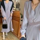 Button-up Long Pleat Dress