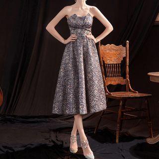 Strapless Embroidered A-line Cocktail Dress