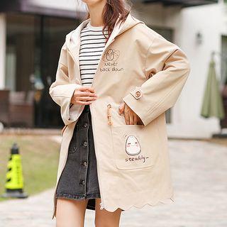 Scalloped Hem Printed Coat