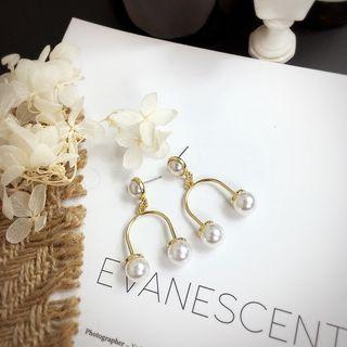Faux Pearl U-shape Statement Earring