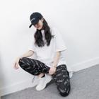 Set: Elbow-sleeve T-shirt + Lettering Harem Pants