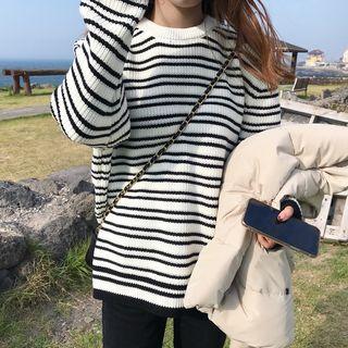 Striped Round-neck Knit Sweater