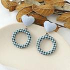 Flannel Heart Plaid Hoop Dangle Earring