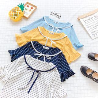 Striped Sailor Collar Short-sleeve T-shirt