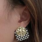 Alloy Disc Check Square Dangle Earring 1 Pair - Gold - One Size
