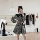 Set: Printed Mini A-line Dress + Crossbody Bag