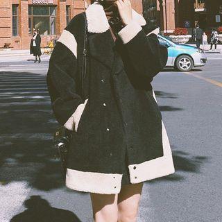 Fleece Trim Button-up Coat