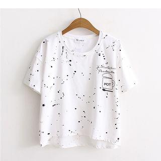Paint Splatter Print Short Sleeve T-shirt