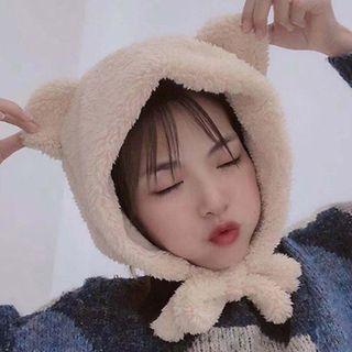 Bear Ear Faux Shearling Earflap Hat