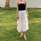 Spaghetti Strap Bow Paneled Midi A-line Dress