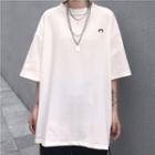 Embroidered Print Short-sleeve T-shirt White - One Size