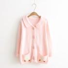 Cherry Collared Button Cardigan Pink - One Size