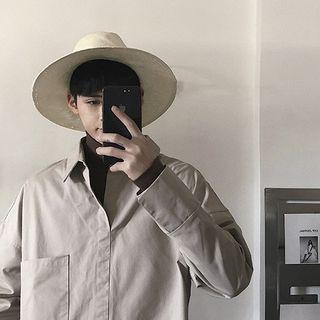 Mock Two-piece Knit Panel Shirt