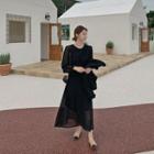 Drape-front Chiffon Long Flare Dress