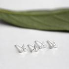 925 Sterling Silver Leaf Stud Earring With Silicone Ear Plug - 925 Silver - Silver - One Size