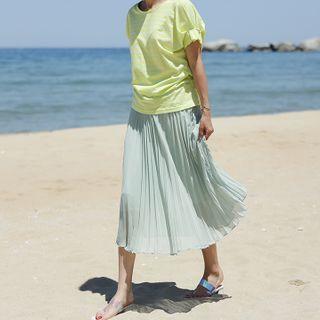 Colored Chiffon Long Pleated Skirt
