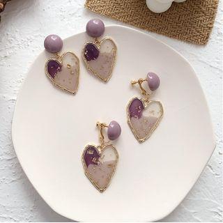 Acrylic Heart Earring / Clip-on Earring