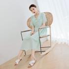 Tie-waist Collared Long Dress