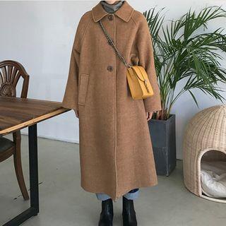 Collared Single-breasted Coat Camel - One Size