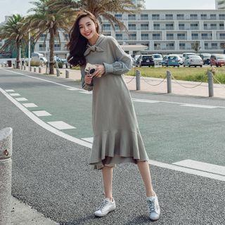 Bow Neck Midi Pullover Dress