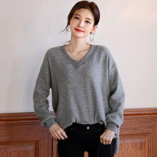 V-neck Brushed-fleece Sweatshirt