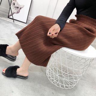 Plain Long Midi Knit Skirt